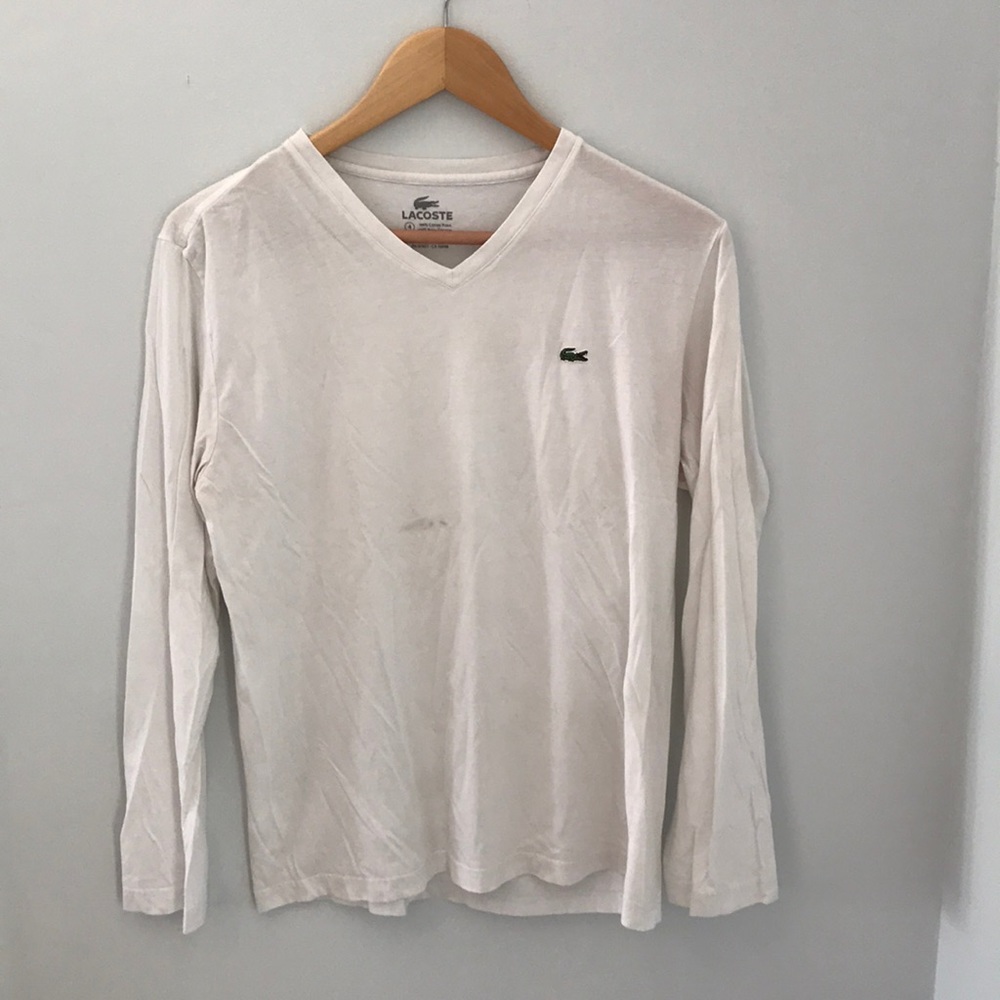 Long Sleeve Lacoste White Tee